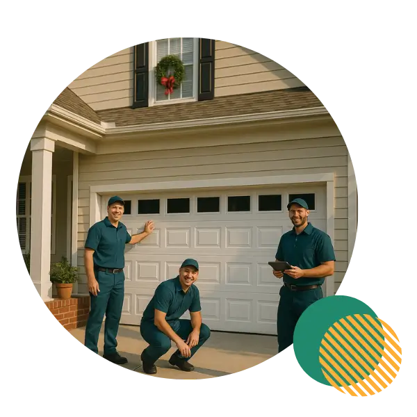 Choose Richardson’s Top Repair Team Smiling technicians in front of a suburban garage